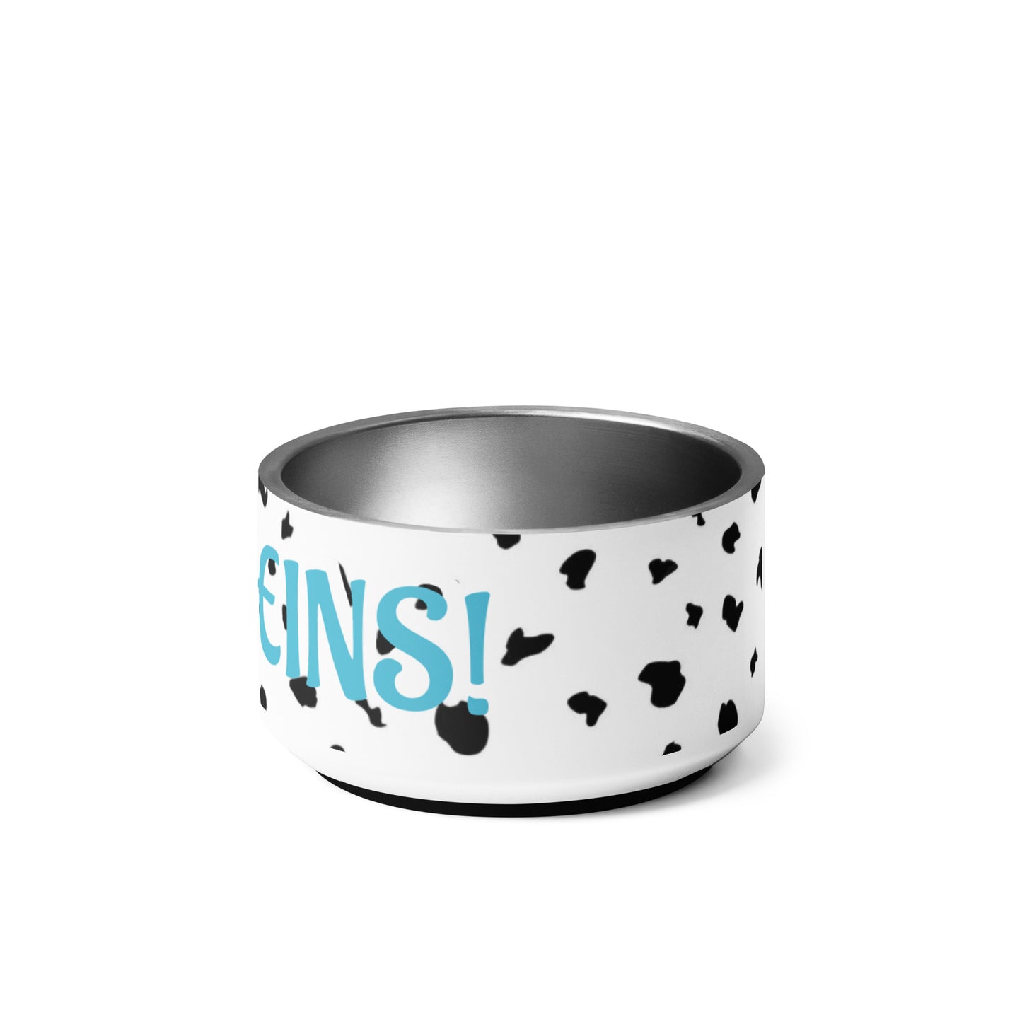 Dalmatiner Herr Futternapf aus Edelstahl mit blauem „Alles meins“-Aufdruck