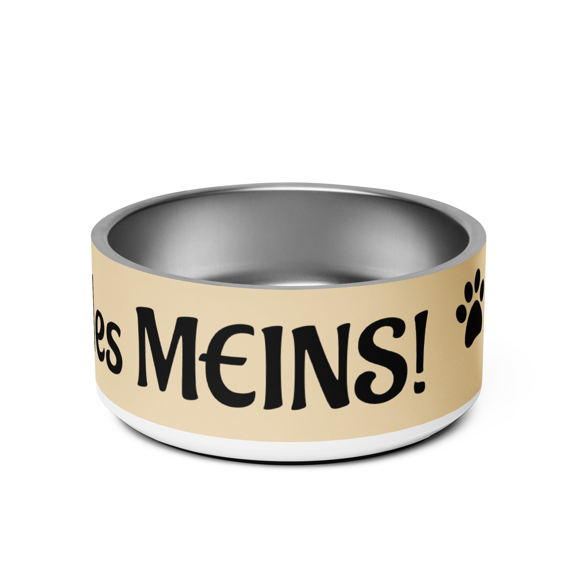 Beige Golden Retriever Futternapf aus Edelstahl mit „Alles meins“-Aufdruck