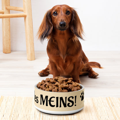 Beige Golden Retriever Futternapf aus Edelstahl mit „Alles meins“-Aufdruck