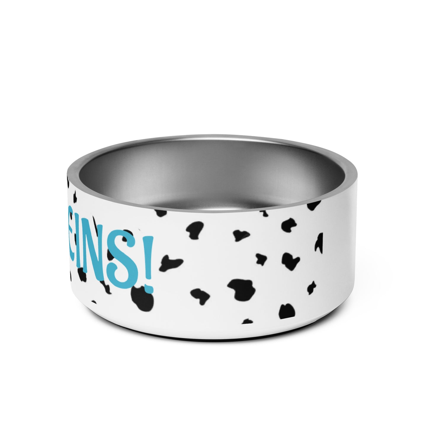 Dalmatiner Herr Futternapf aus Edelstahl mit blauem „Alles meins“-Aufdruck